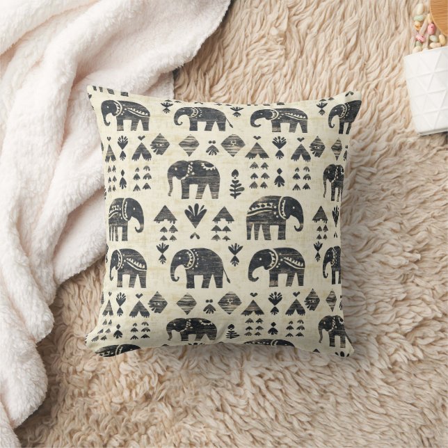Coussin Tribal Elephant Boho Pattern (1) (Couverture)