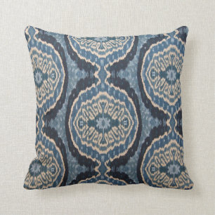 Coussin Tribal Ikat de bleu marine