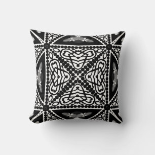 Coussin Tribal Moderne Noir & Blanc
