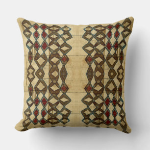 Coussin Tribal Motif noir rouge Tan Africain Diamant