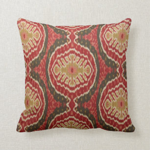 Coussin tribal rouge d'accent d'Ikat