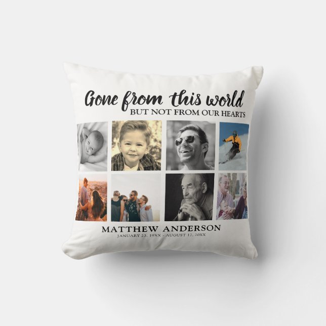 Coussin Tribute Photo Collage Memorial Remembrance (Recto)