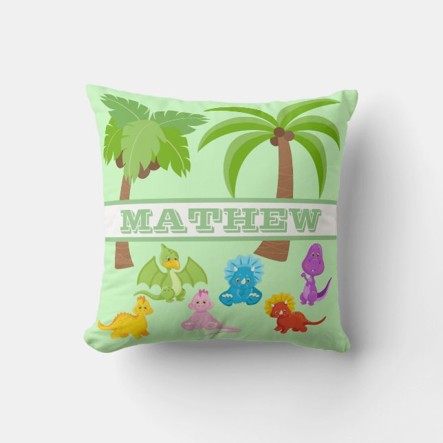 Coussin Tricératops bébé personnalisé et amis (Recto)