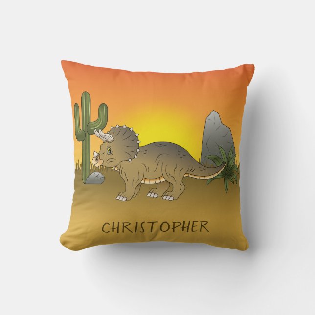 Coussin Triceratops Dinosaure de Dessin Animé Mignon dans  (Recto)