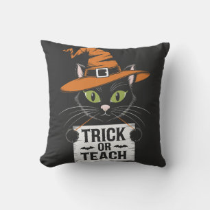 Coussin Trick or Teach Halloween Chat - Prof drôle
