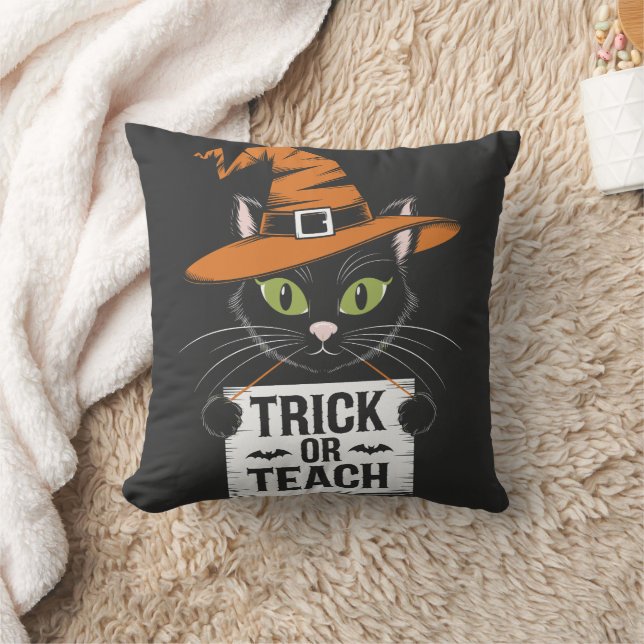 Coussin Trick or Teach Halloween Chat - Prof drôle (Couverture)