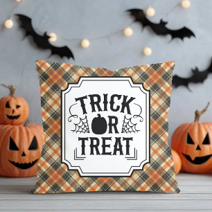 Coussin Trick or Treat automne carreaux de Halloween
