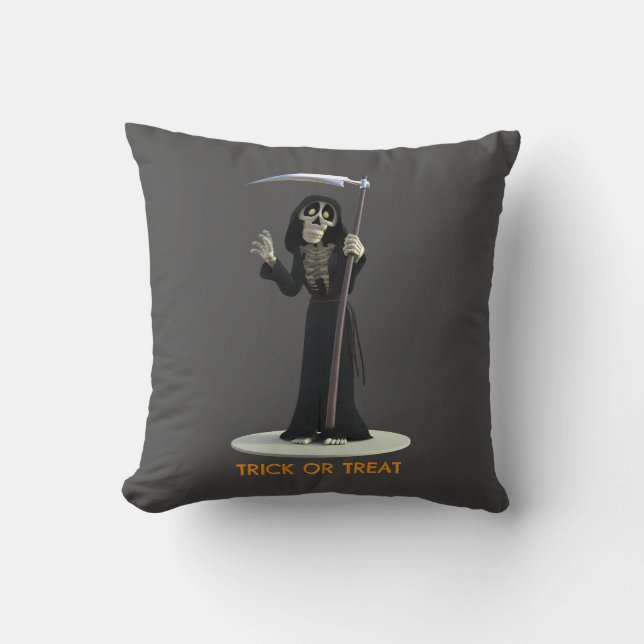 Coussin Trick or Treat. Grim Reaper de dessin animé (Recto)