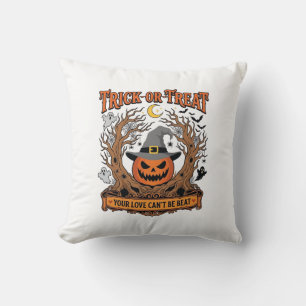 Coussin Trick Or Treat Halloween Citrouille Sorcière Chape