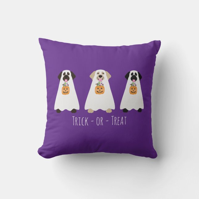 Coussin Trick Or Treat Labrador Retriever Chiens Fantômes (Recto)