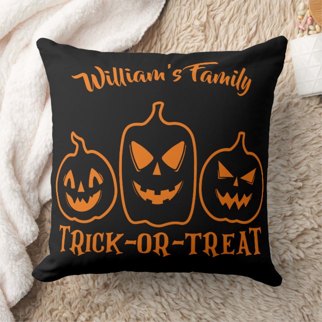 Coussin Trick ou traitement personnalisé Halloween (Couverture)