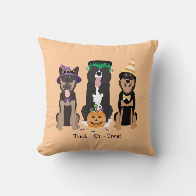 Coussin Trick Ou Traiter Les Chiens En Costumes D'Hallowee (Recto)