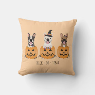 Coussin Trick Ou Treat French Buldogs Citrouille