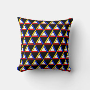 Coussin Tricolor Abstrait Triangle Motif sur Noir