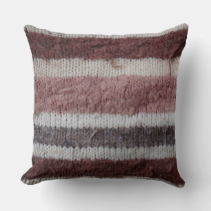 Coussin tricot chic brun et biégé