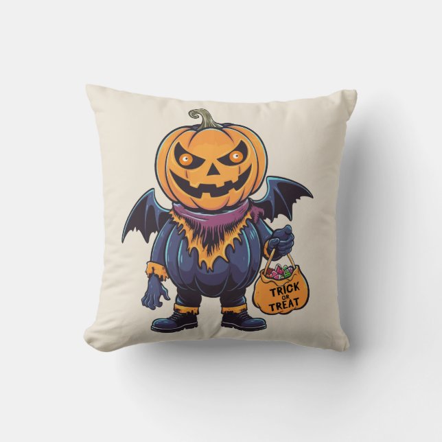 Coussin Tricoter ou traiter | Joyeux Halloween (Recto)