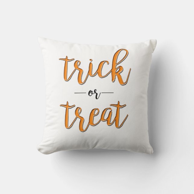 Coussin tricoter ou traiter l'halloween orange noir simple (Recto)