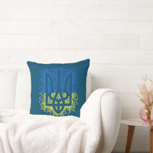 Coussin Trident de l'emblème ukrainien tryzub dispersant l