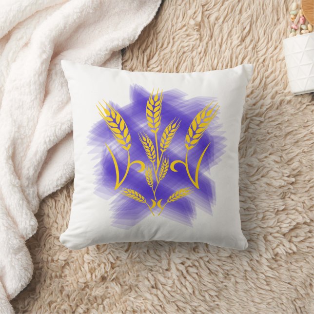 Coussin Trident ukrainien fait d'oreille de blé (Couverture)