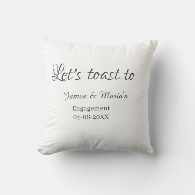 Coussin Trinquons à la fête de fiançailles nom date élégan (Recto)