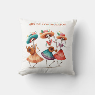 Coussin Trio de Calavera Dançant pour le Jour des Morts