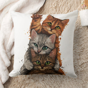 Coussin Trio de chats fantaisistes : Empilages ludiques
