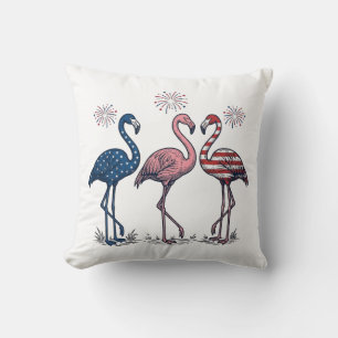 Coussin Trio de flamants patriotiques dessin de gravure vi