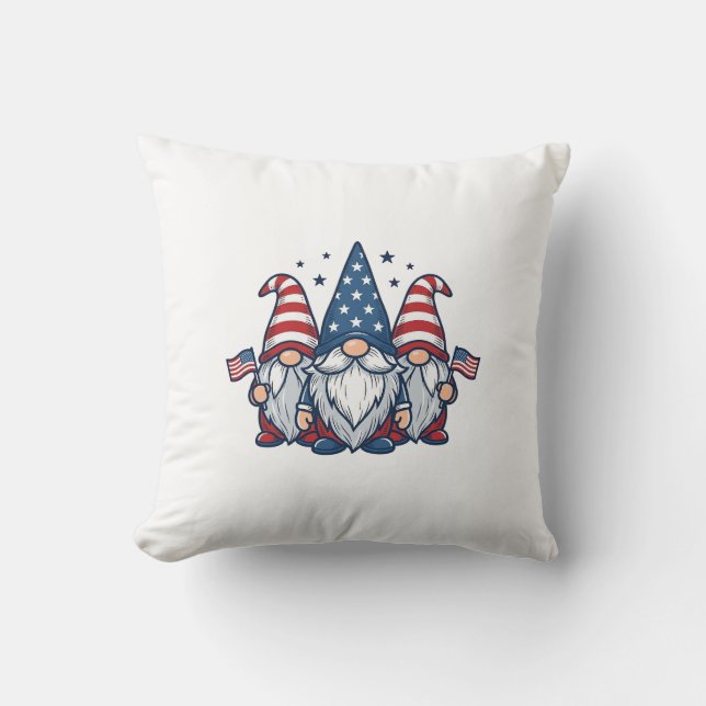 Coussin Trio de gnomes patriotiques dessin vectoriel vinta (Recto)