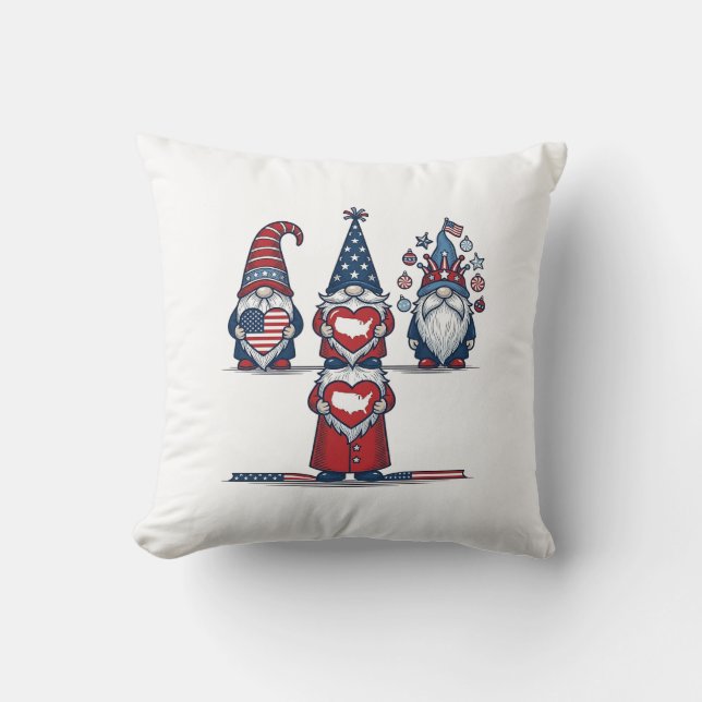 Coussin Trio de gnomes patriotiques dessin vectoriel vinta (Recto)