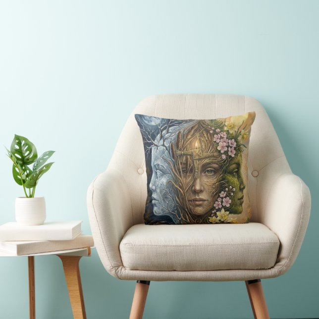 Coussin Triple Déesse de l'Hiver au Printemps Imbolc Fanta (Chaise)
