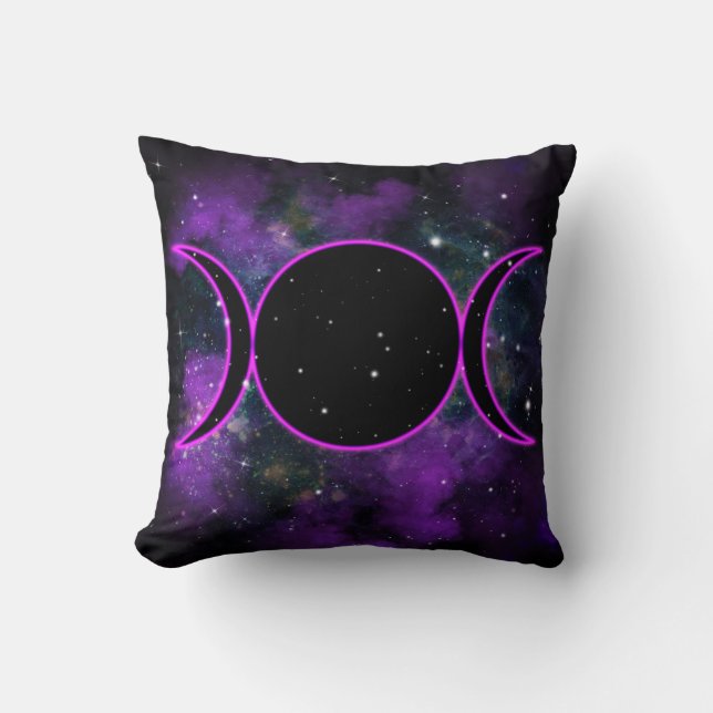 Coussin Triple Déesse Lunaire Univers Pourpre Lueur (Recto)