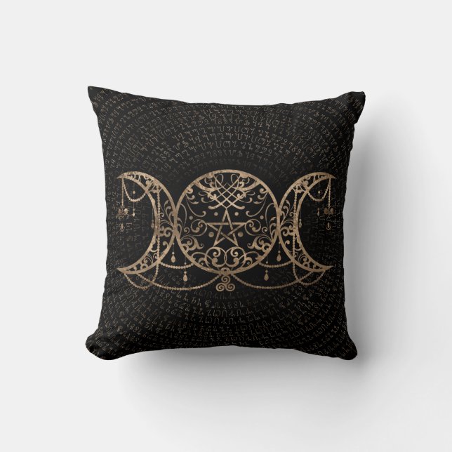 Coussin Triple Moon - Triple Goddess Gold and black (Recto)