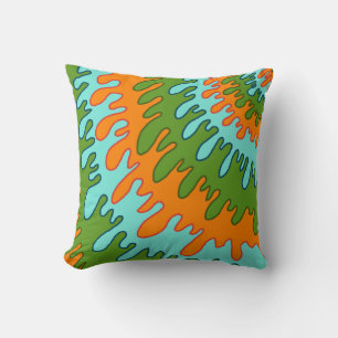 Coussin Trippy Green Orange Liquid Dripe Motif Y2K