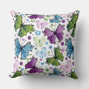 Coussin Trippy Hippy Butterfly Retro