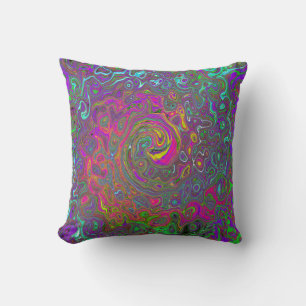 Coussin Trippy Hot rose Abstrait Retro Liquid Swirl