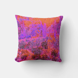 Coussin Trippy Magenta et Orange Jardin impressionniste