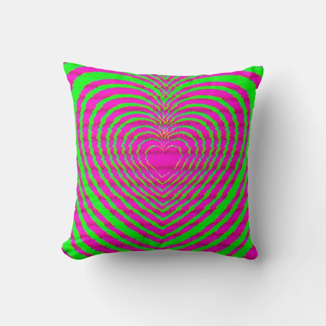 Coussin Trippy Neon rose vert Hypnotique Motif d'amour du  (Recto)