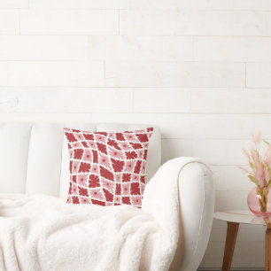 Coussin Trippy super 60s Flower Checks Rouge rose