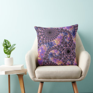 Coussin Trippy Super Boho Colorful Jewel Tone Fractal Art
