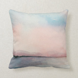 Coussin Triptyque du coucher de soleil sur la mer - Aquare