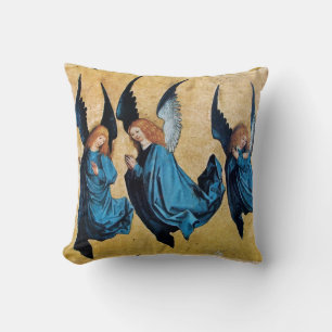 COUSSIN TROIS ANGELS DE NOËL EN BLEU