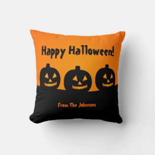 Coussin Trois Citrouilles Décor Halloween Jeu d'oreiller