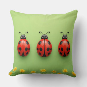 Coussin Trois coccinelles colorées