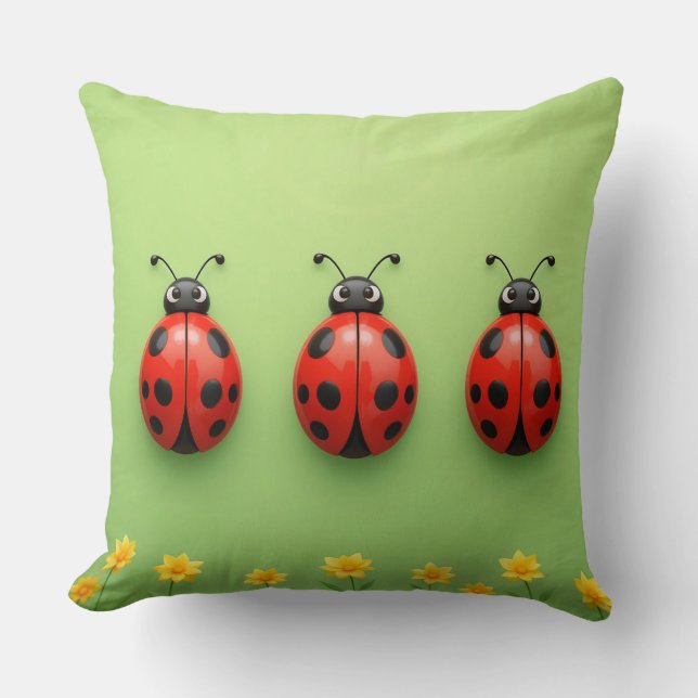 Coussin Trois coccinelles colorées (Recto)