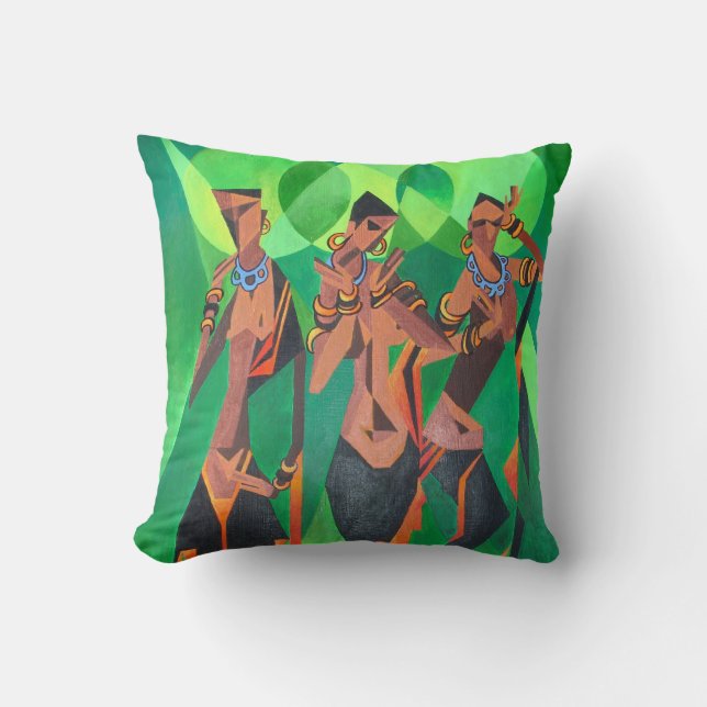 Coussin Trois Femmes Noires Traditionnelles Ethniques Dans (Recto)
