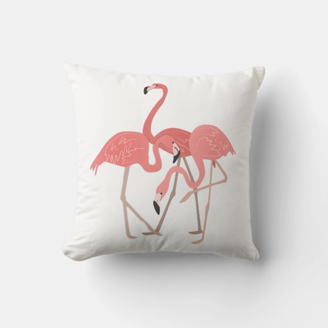 Coussin Trois Flamants roses tropicaux (Recto)