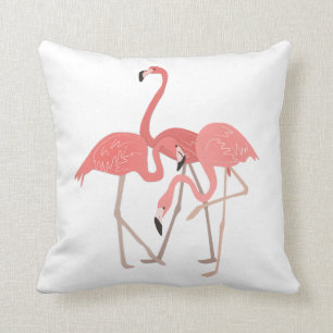 Coussin Trois Flamants roses tropicaux