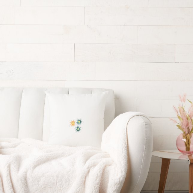 Coussin trois fleurs aux pétales verts et oranges (Canapé)