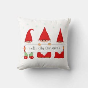 Coussin Trois Gnomes de Noël lancent l'oreiller