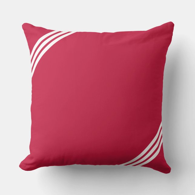 Coussin Trois lignes diagonales blanches sur fond bordeaux (Recto)